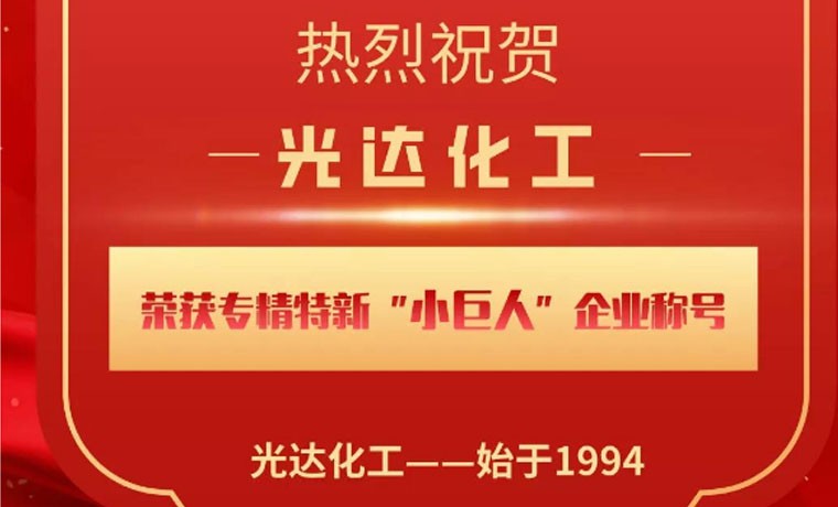 喜報！光達化工榮獲專精特新“小巨人”企業(yè)稱號！